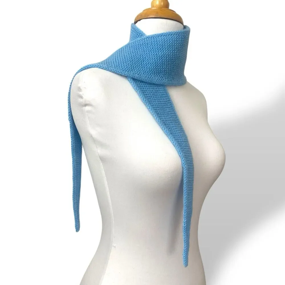 Sophie Scarf Light Blue Merino Wool Blend Neck Warmer Hand Knit Gift for Her